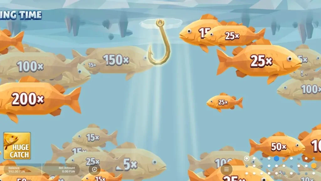 Cenário nórdico congelado com o pescador de Fishing Time da BGaming